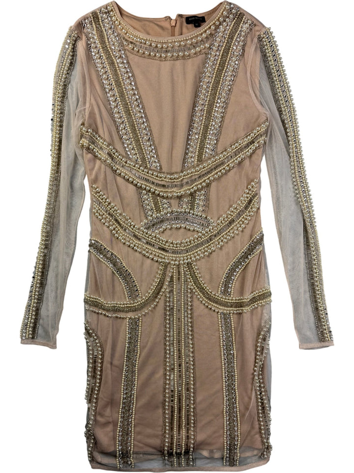 Embellished Beige Dress - S - Think Vintage ltd