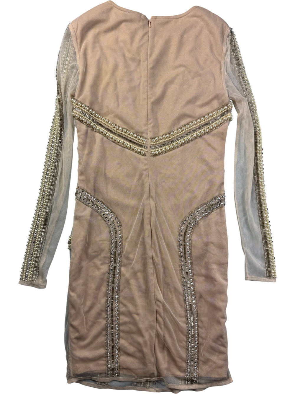 Embellished Beige Dress - S - Think Vintage ltd