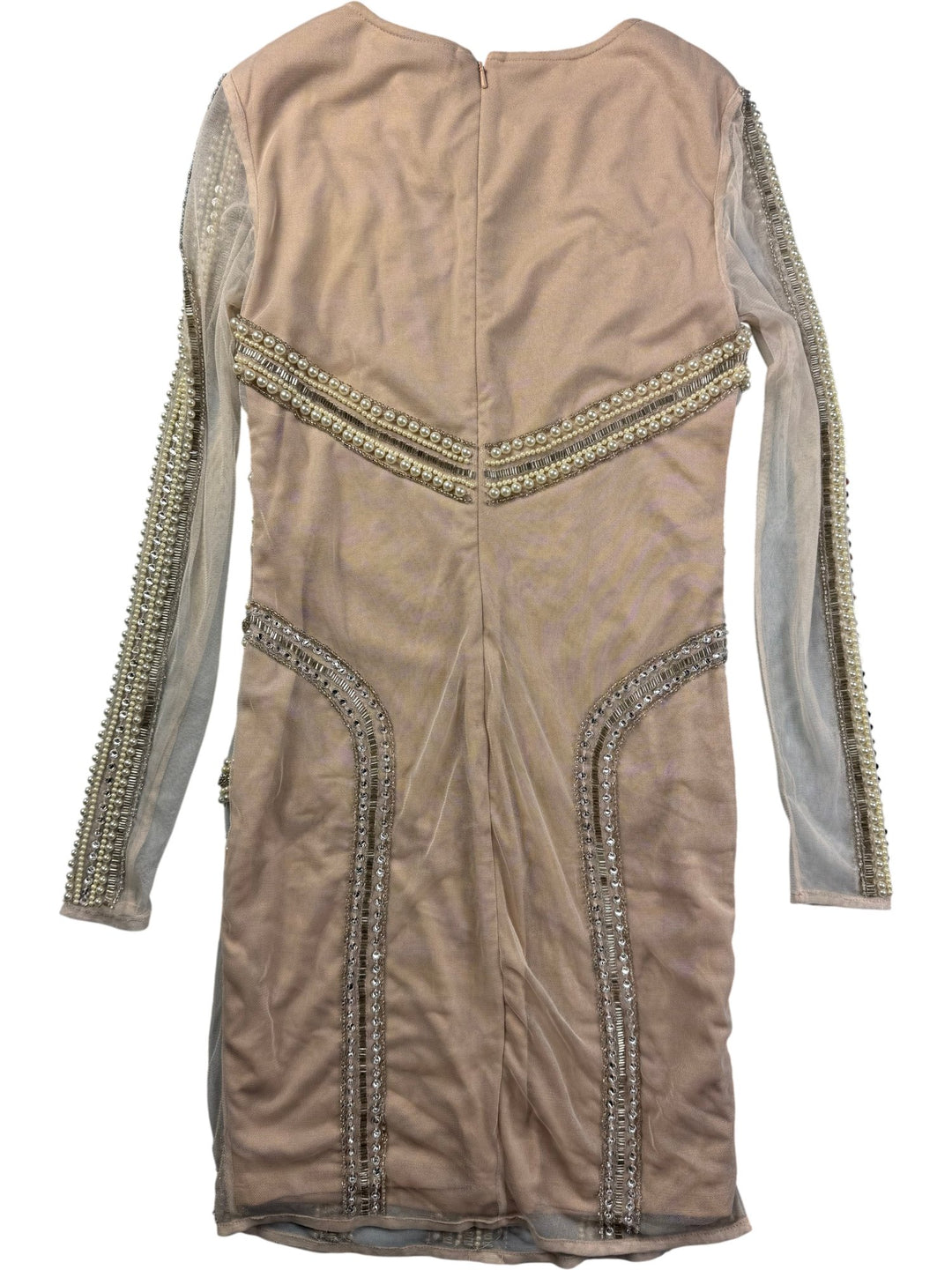 Embellished Beige Dress - S - Think Vintage ltd