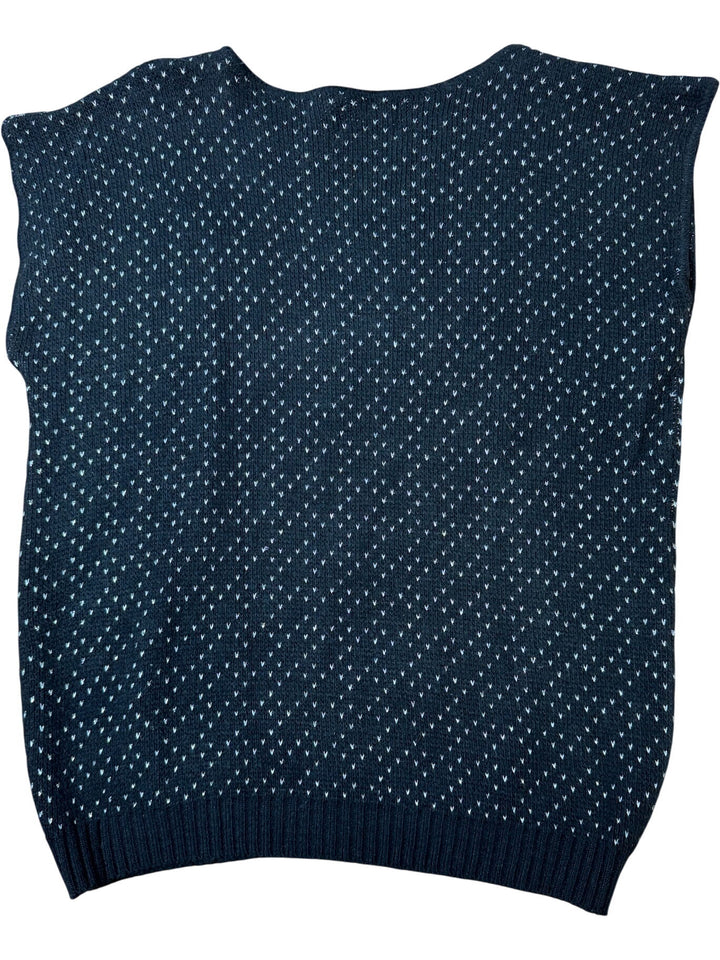 Embellished Black Knit Sleeveless Top - M