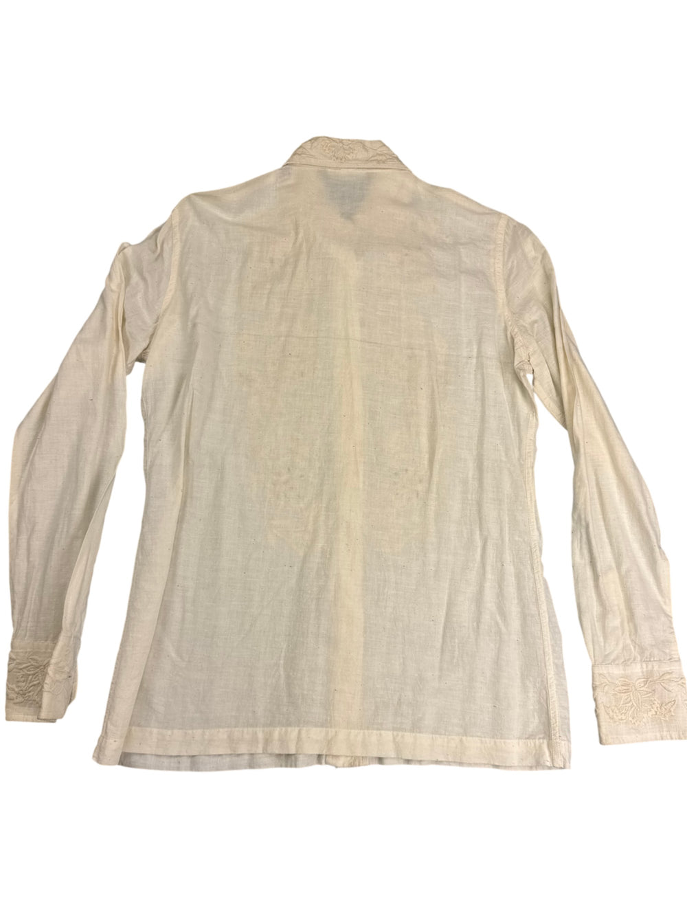 Embossed Floral Embroidered Long Sleeve Blouse - Think Vintage