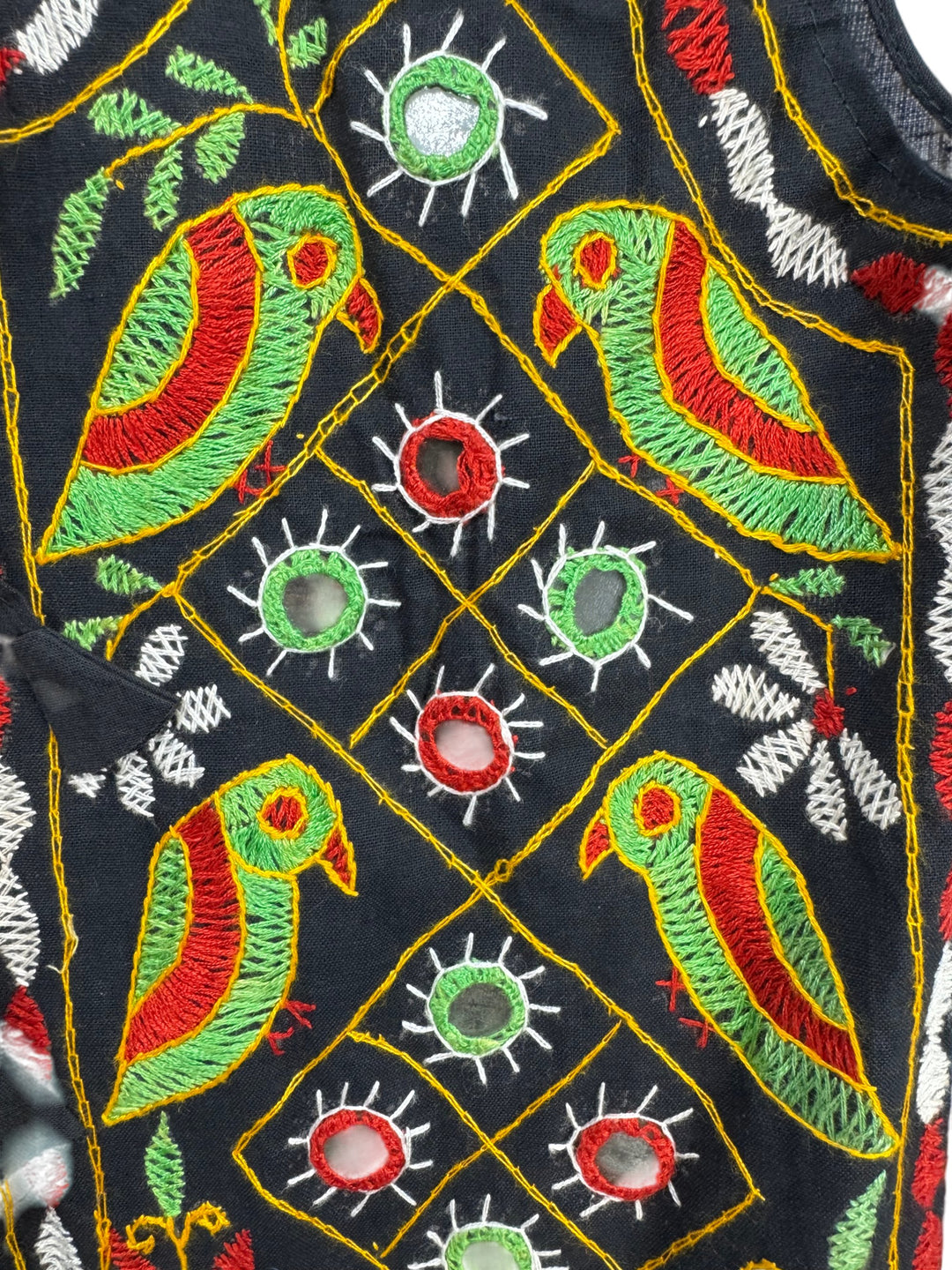 Embroidered Black Ethnic Waistcoat - S - Think Vintage