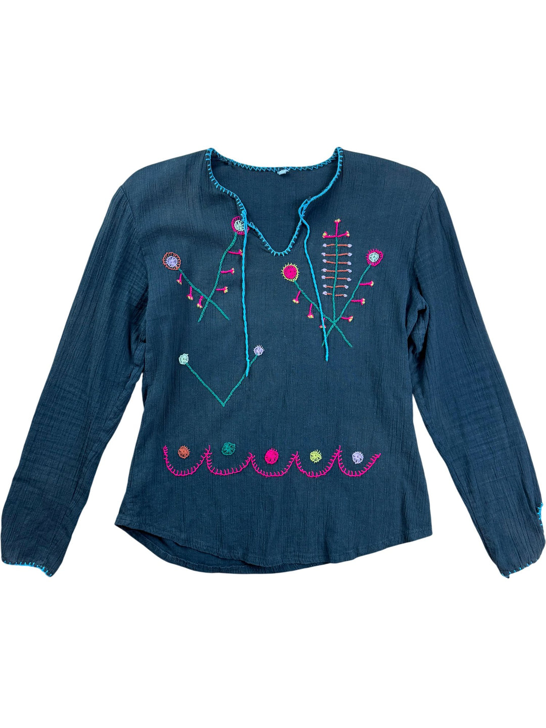Embroidered Long Sleeve Blouse - S - Think Vintage ltd