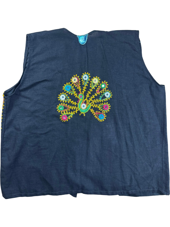 Embroidered Vest with Colourful Floral Patterns - M - Think Vintage ltd