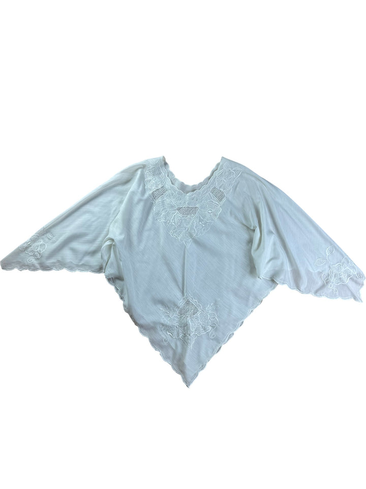 Embroidered White Shirt - L - Think Vintage ltd