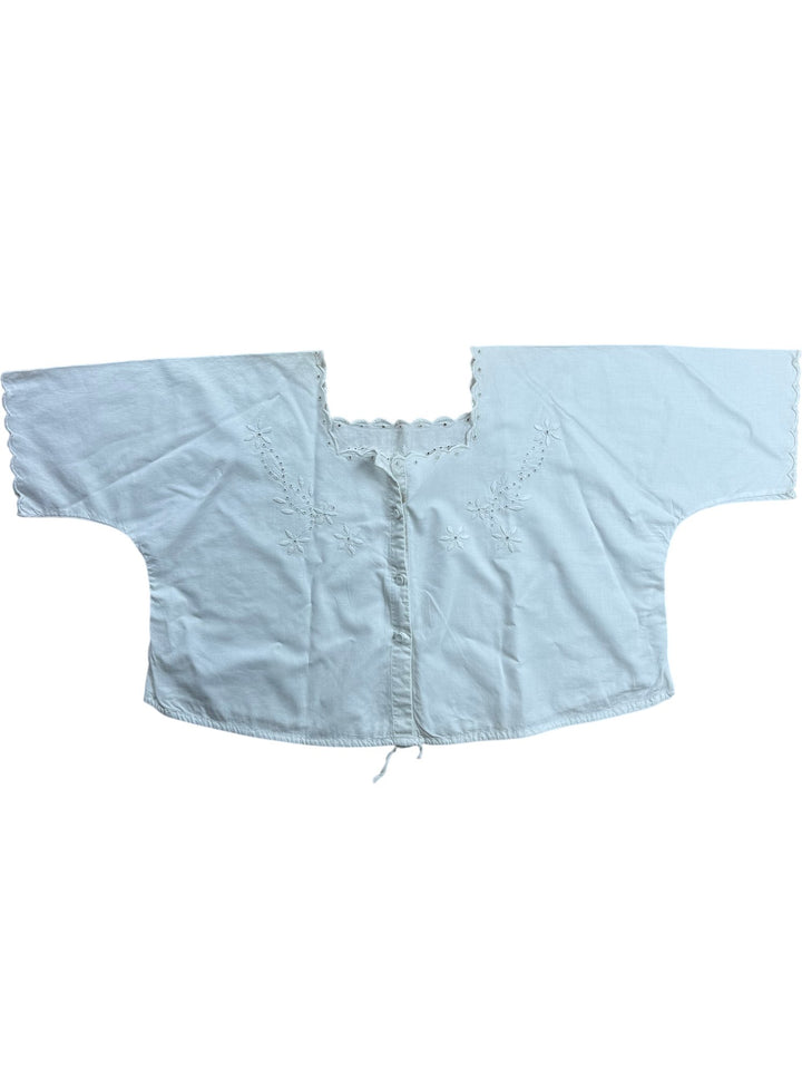 Embroidered White cotton Shirt XL - Think Vintage ltd