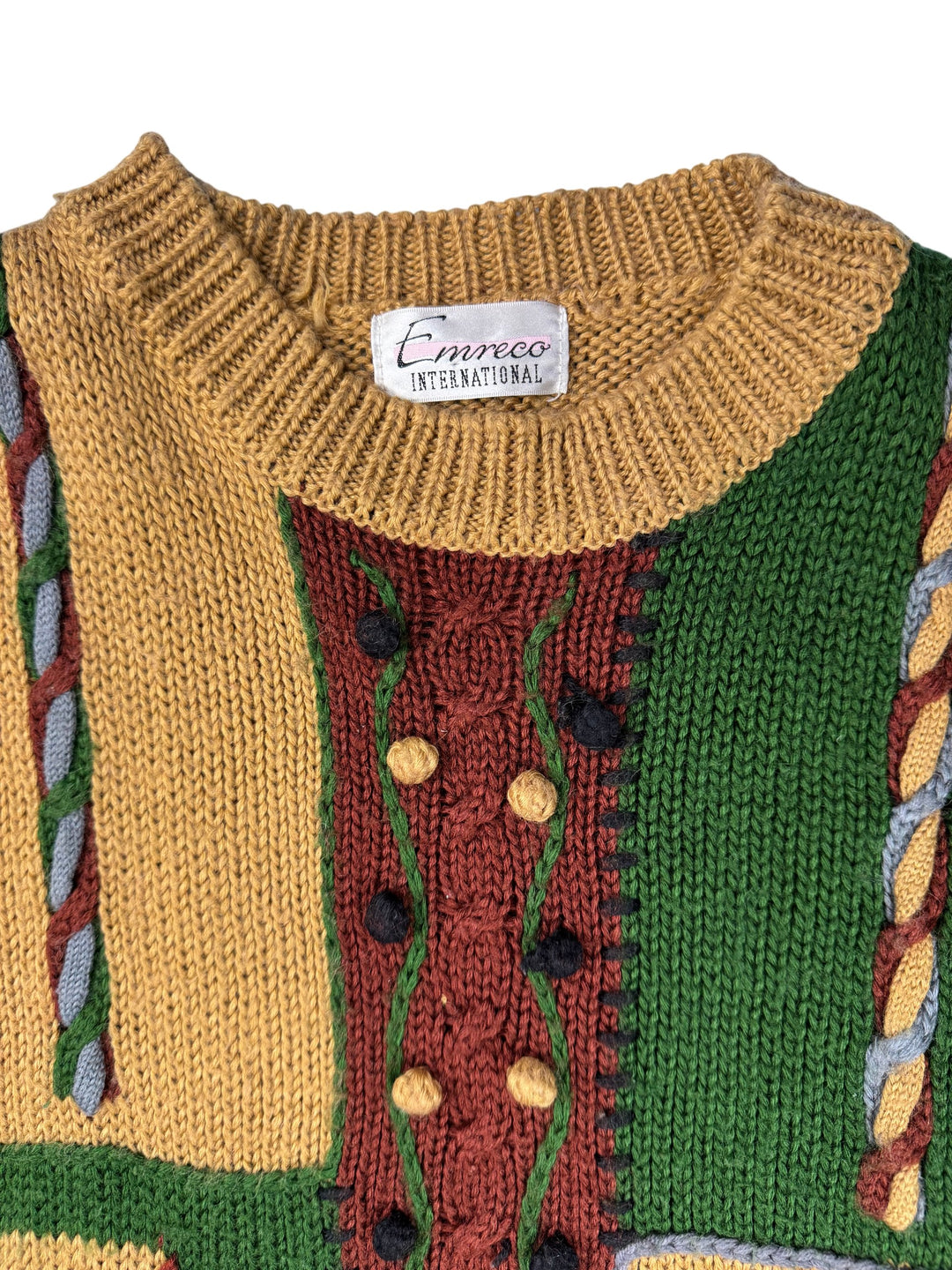 Emreco Colourful Patchwork Knit Sweater - M - Think Vintage Online Ltd