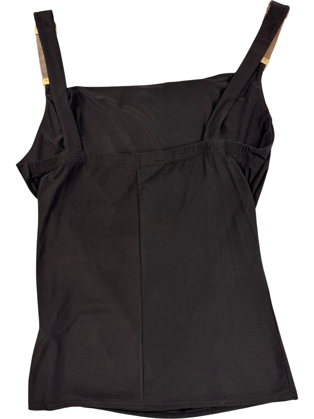 Envy Black Tank Top with Gold Strap Details - S - Think Vintage ltd