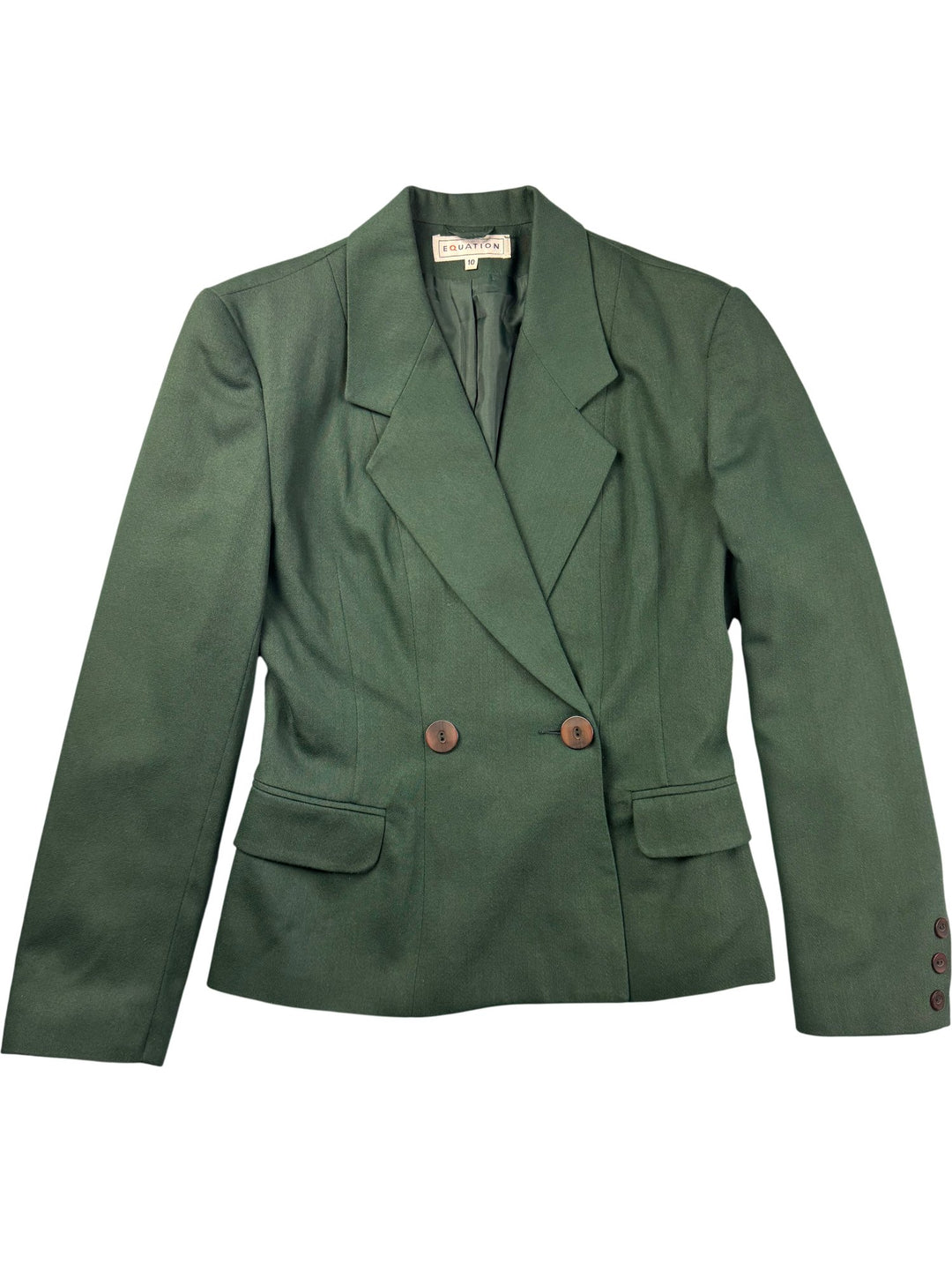 Equation Green Double Breasted Suit - W26 - Think Vintage ltd