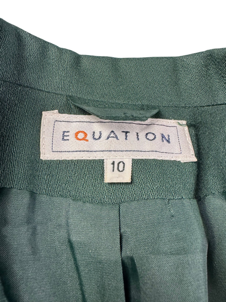 Equation Green Double Breasted Suit - W26 - Think Vintage ltd