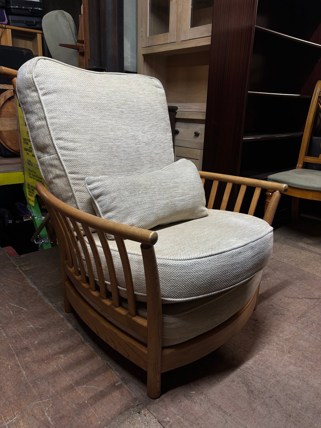 Ercol Beige Armchair And Sofa Set - Think Vintage