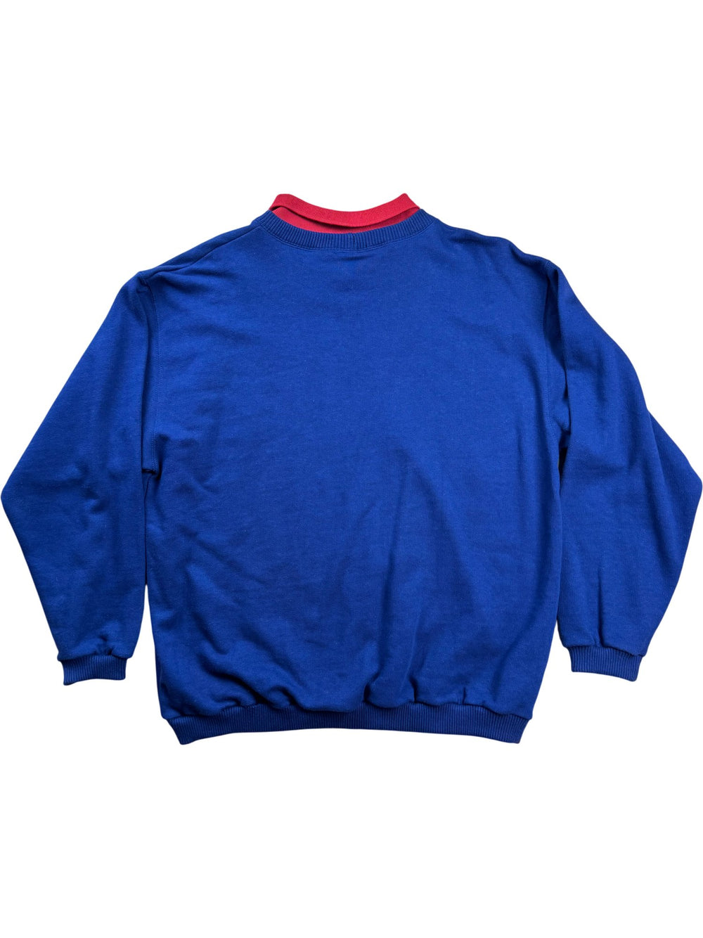 Esprit Blue Sweatshirt With Red Collar - L - Think Vintage ltd