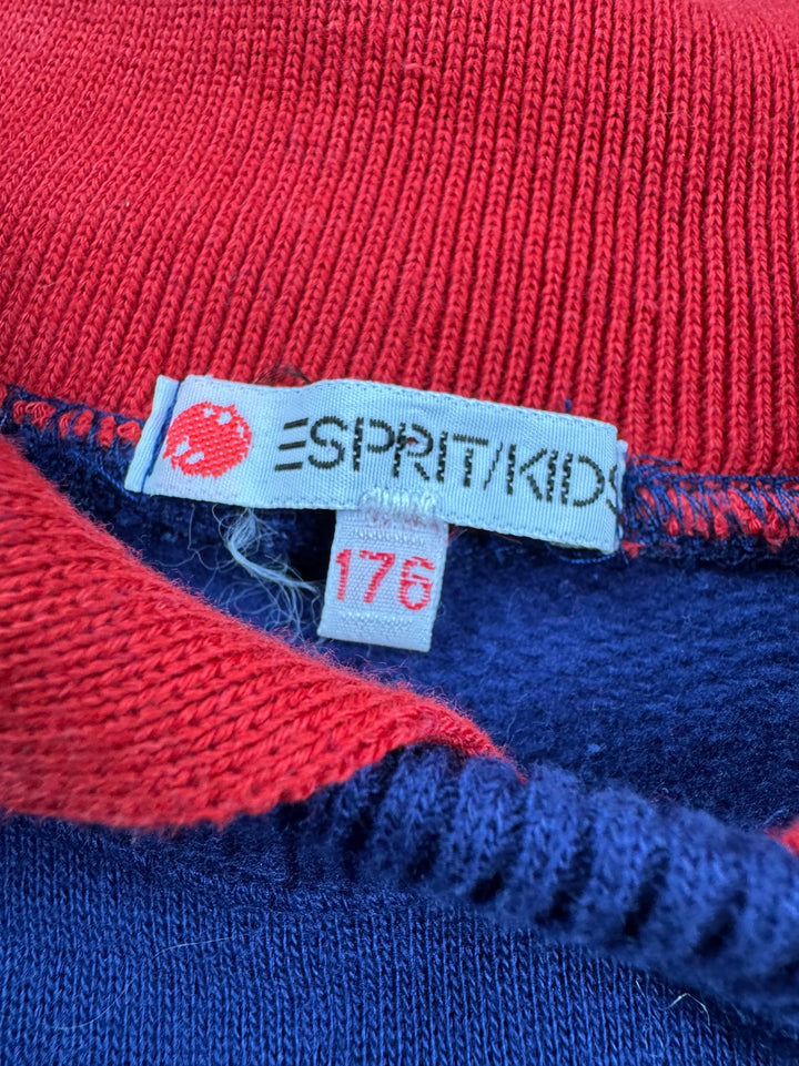 Esprit Blue Sweatshirt With Red Collar - L - Think Vintage ltd
