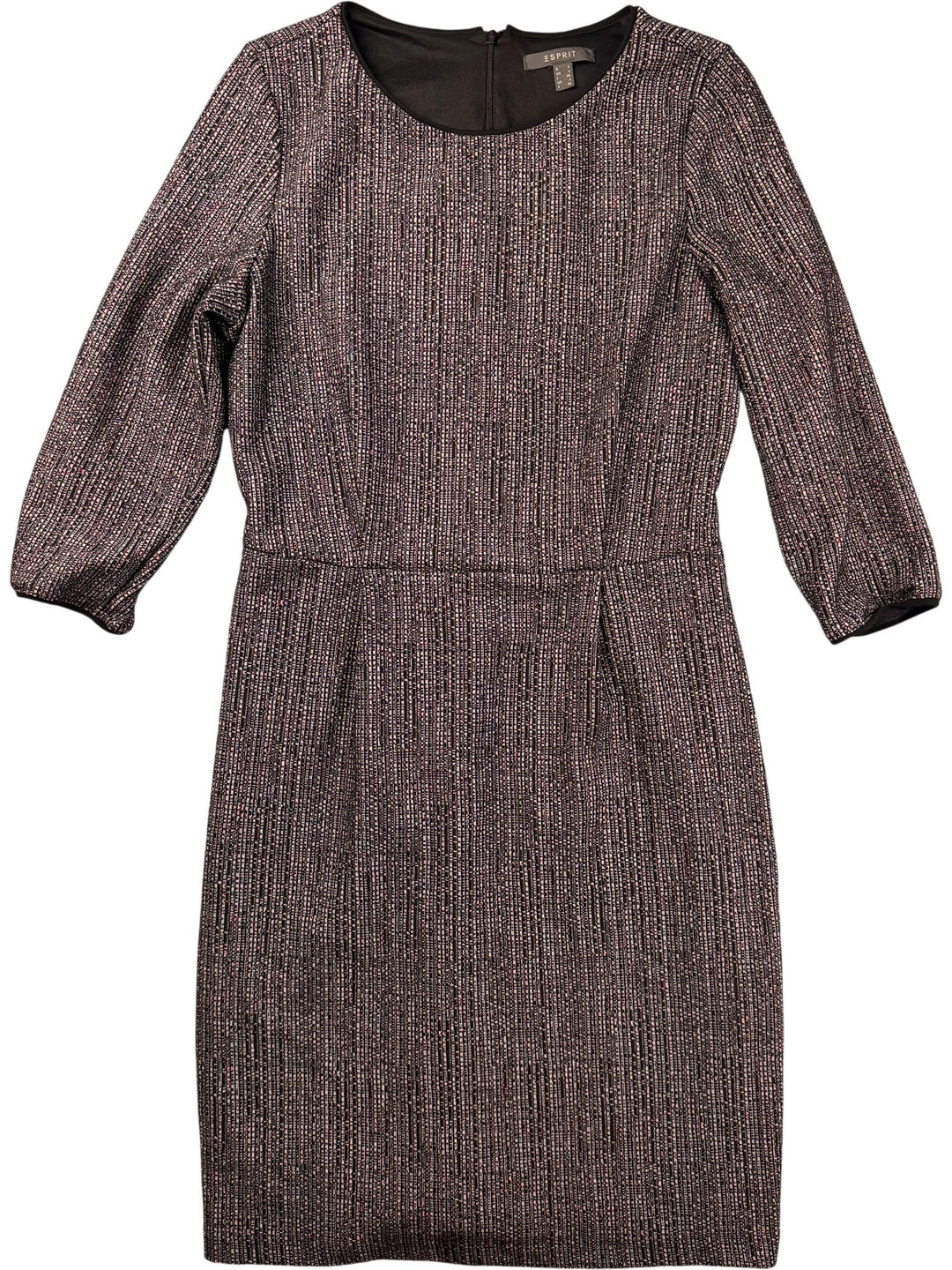 Esprit Textured Black Midi Dress - S - Think Vintage ltd