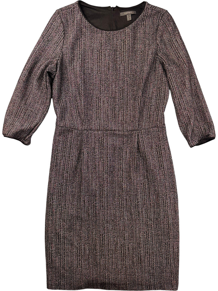 Esprit Textured Black Midi Dress - S - Think Vintage ltd