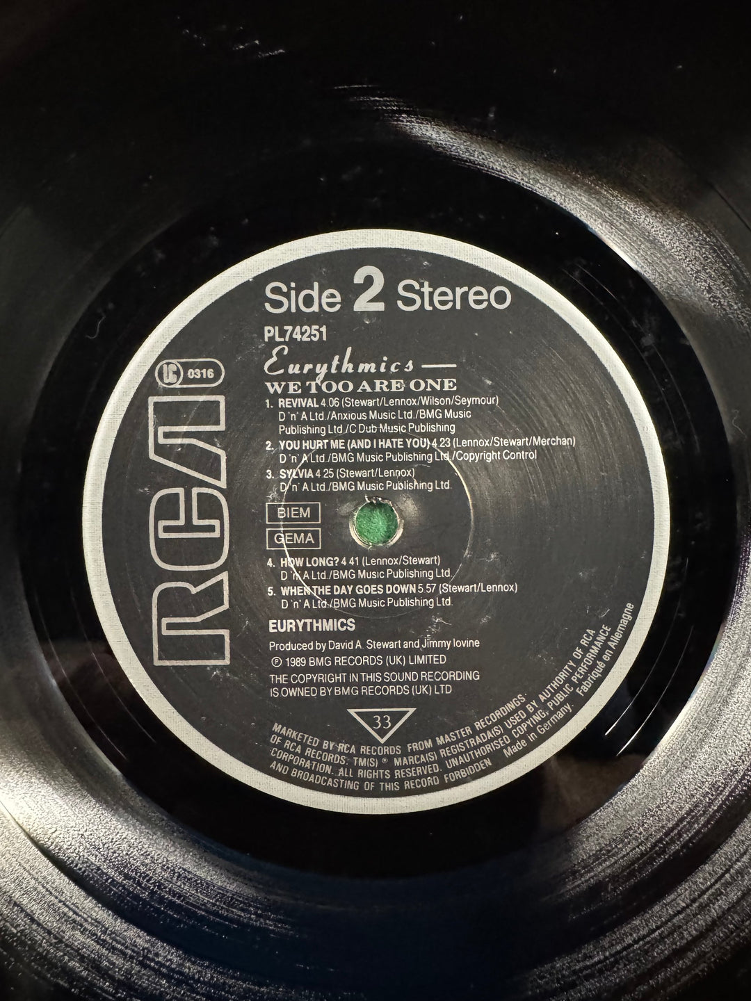 Eurythmics We Too Are One Vinyl Record - Think Vintage