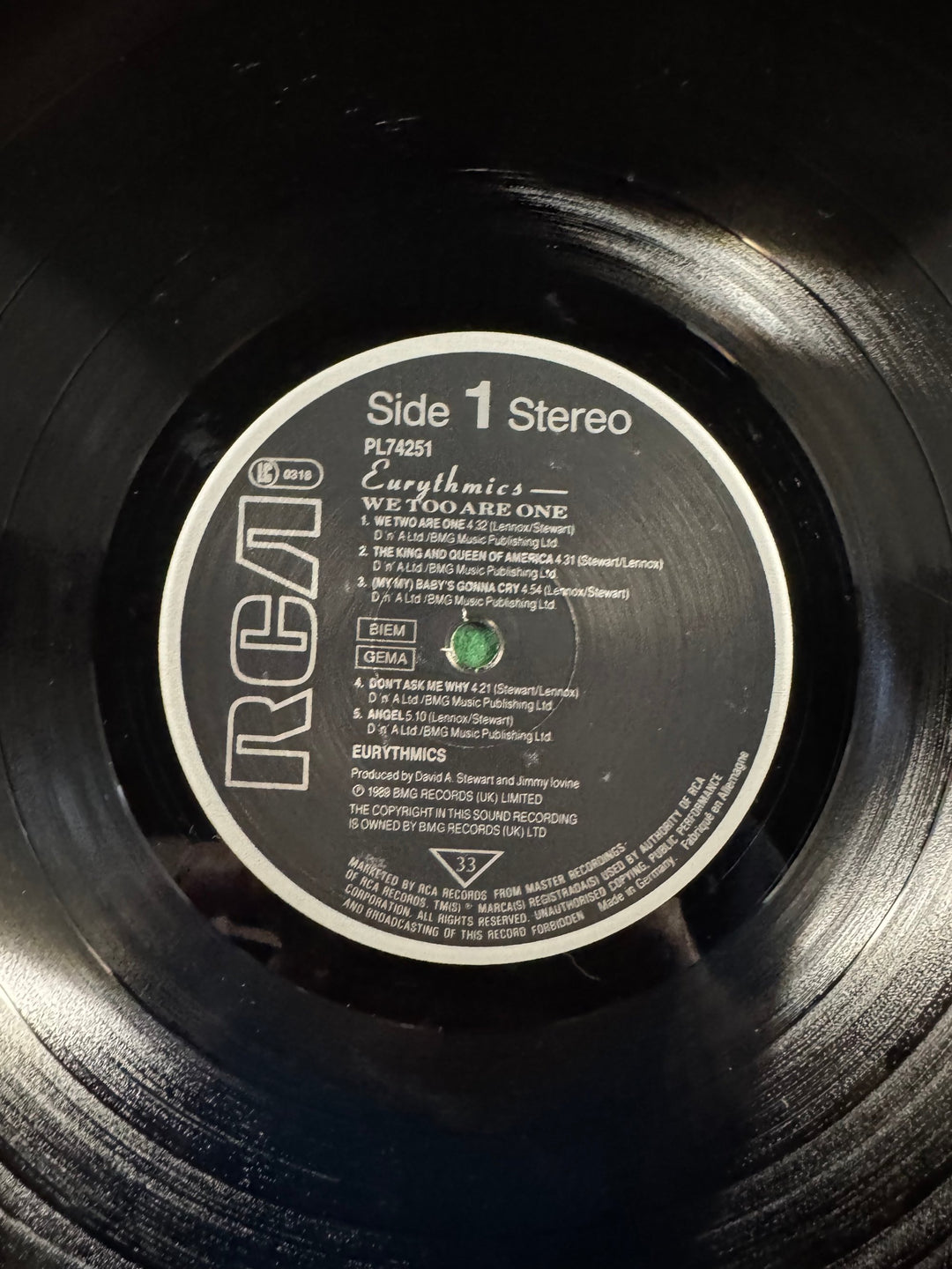 Eurythmics We Too Are One Vinyl Record - Think Vintage