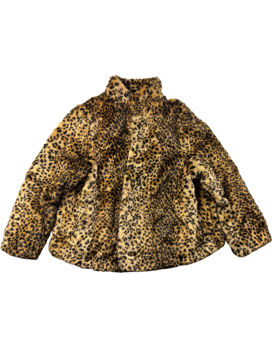 Evans Leopard Print Faux Fur Coat - L - Think Vintage ltd
