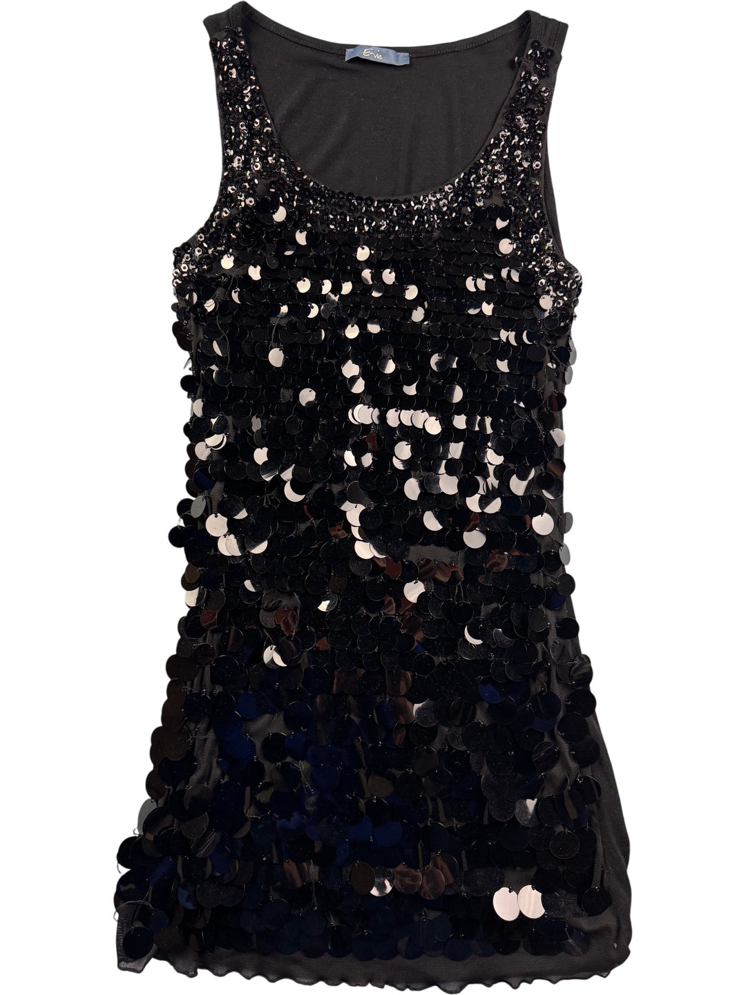 Evie Black Sequin Sleeveless Dress - S - Think Vintage Online Ltd