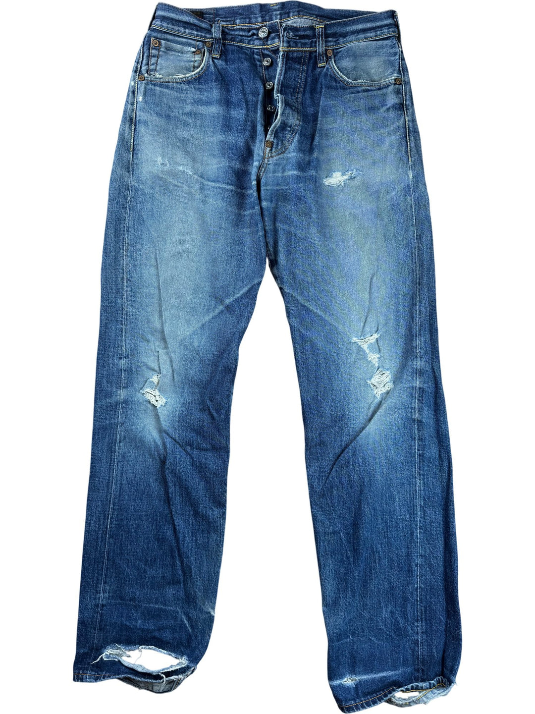 Evisu Custom Made Distressed Jeans - W33 - Think Vintage ltd