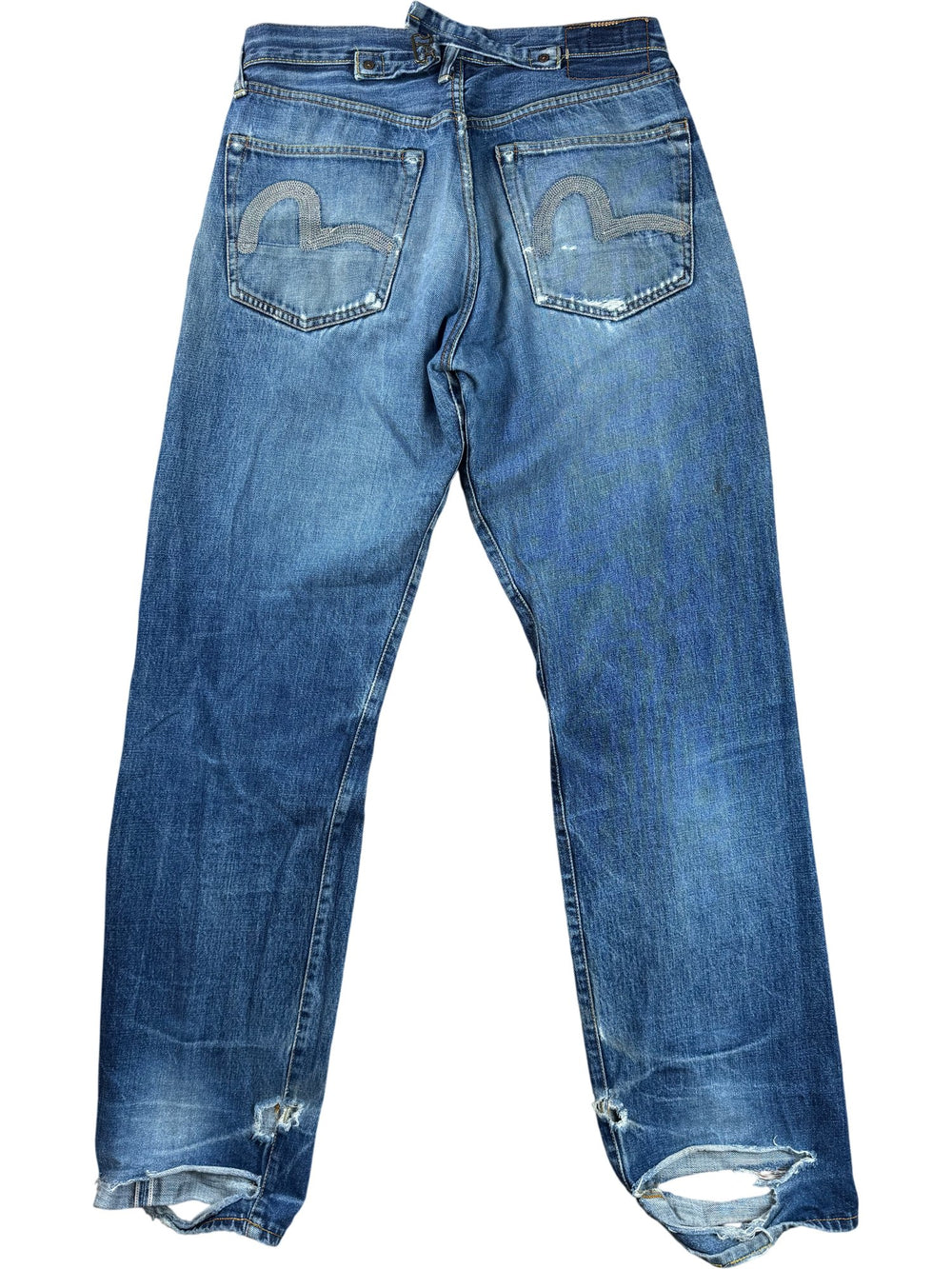 Evisu Custom Made Distressed Jeans - W33 - Think Vintage ltd