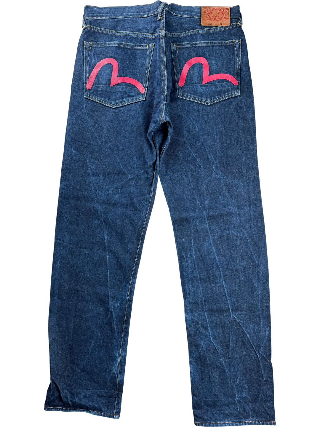 Evisu Dark Wash Denim Jeans - W35 - Think Vintage ltd