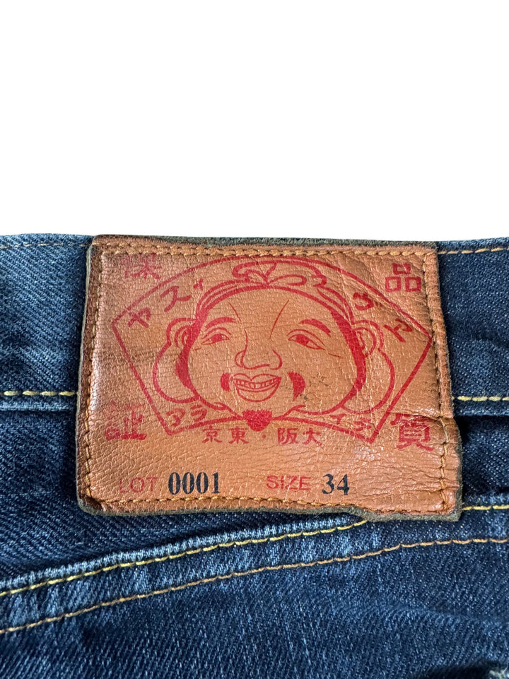 Evisu Dark Wash Denim Jeans - W35 - Think Vintage ltd