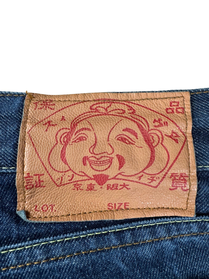 Evisu Dark Wash Straight Leg Jeans - W38 - Think Vintage ltd