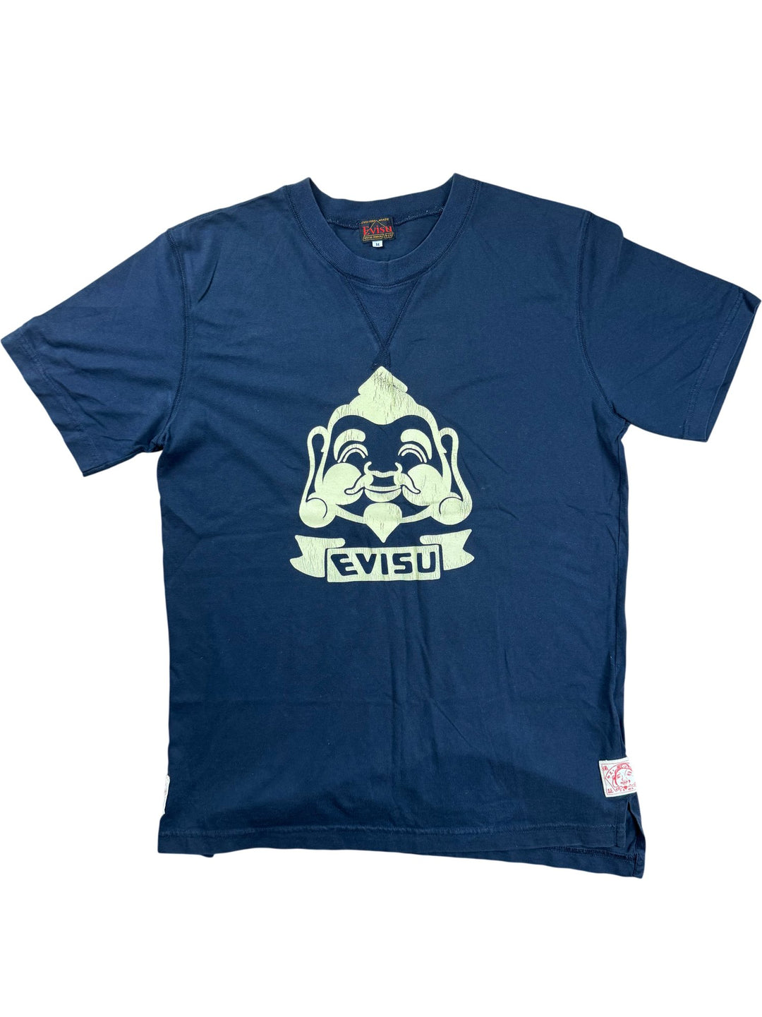 Evisu Navy Graphic T-Shirt - M - Think Vintage ltd