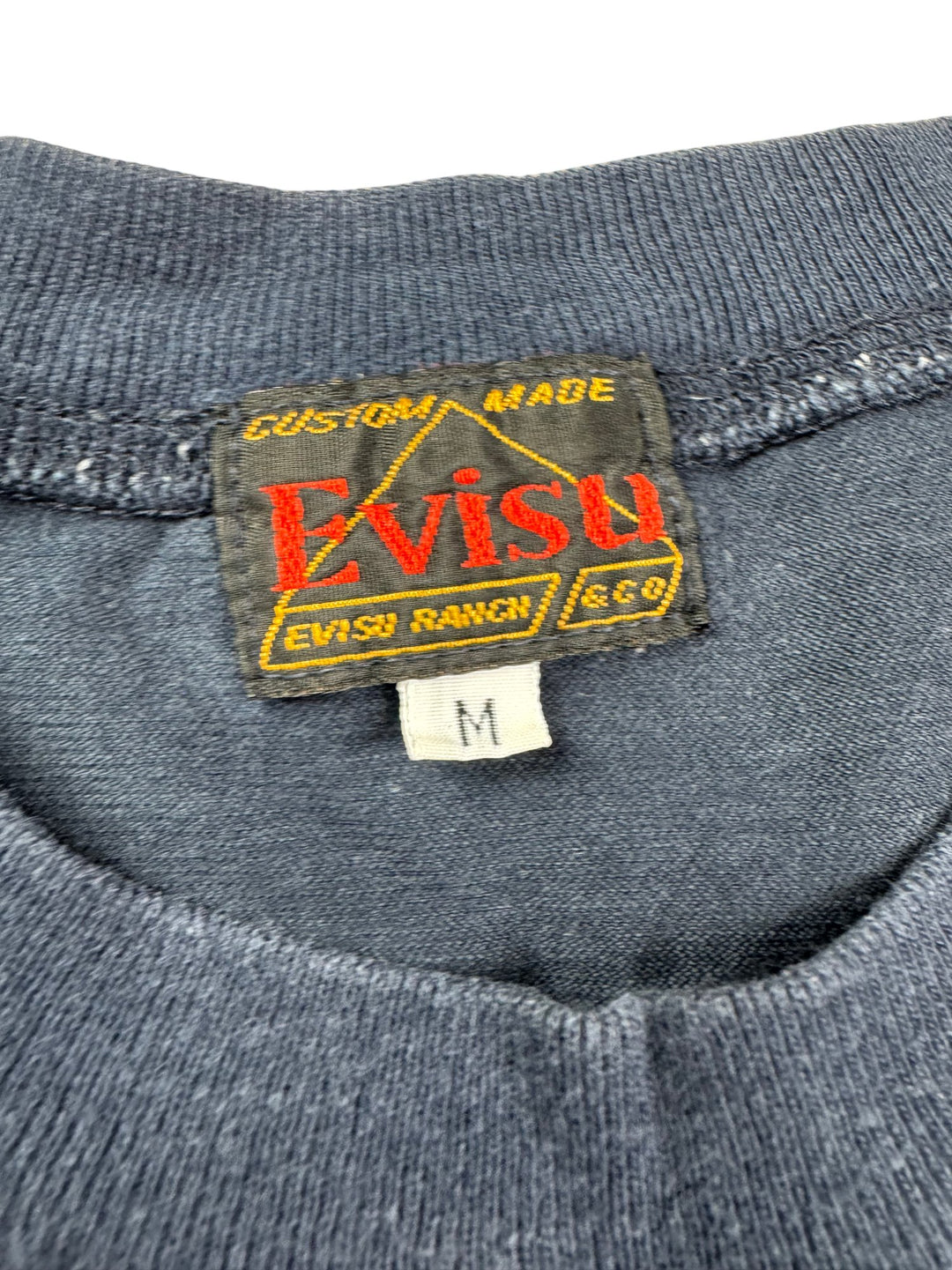 Evisu Navy Graphic T-Shirt - M - Think Vintage ltd