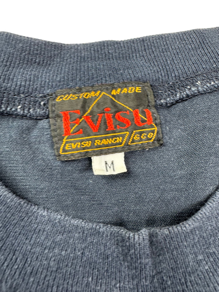 Evisu Navy Graphic T-Shirt - M - Think Vintage ltd