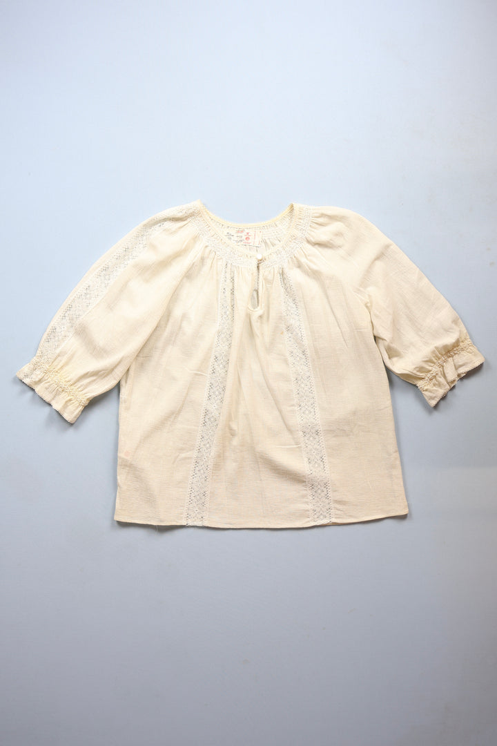 1970s Smocking Blouse with Lace Details