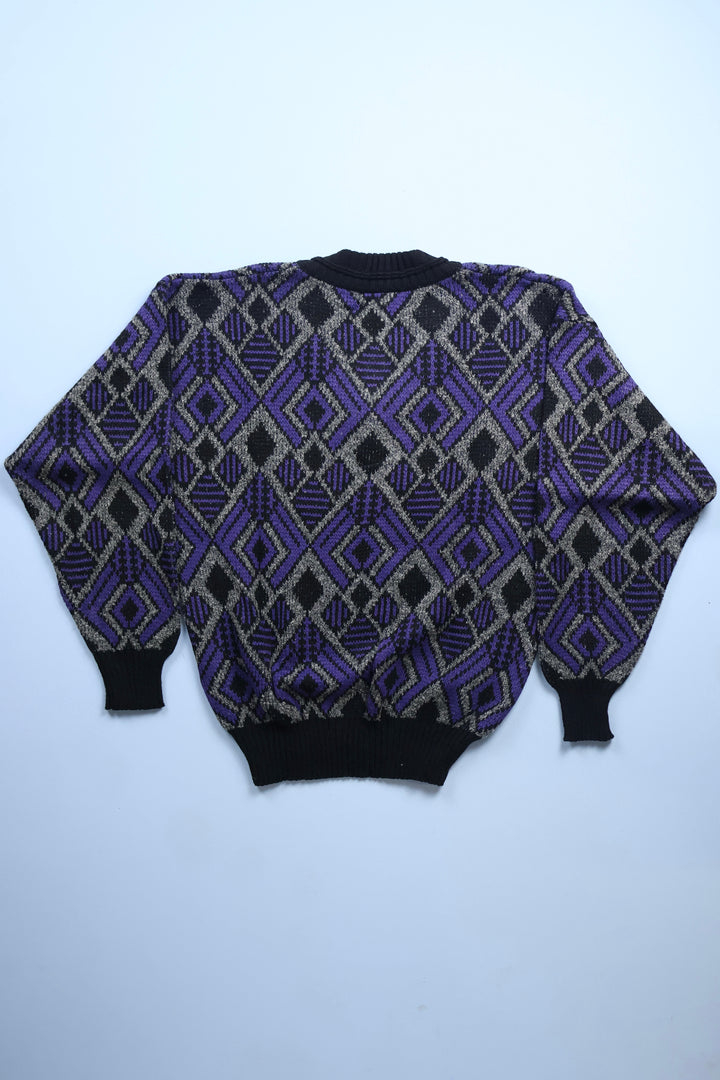 Vintage Patterned V-Neck Jumper By Bentley