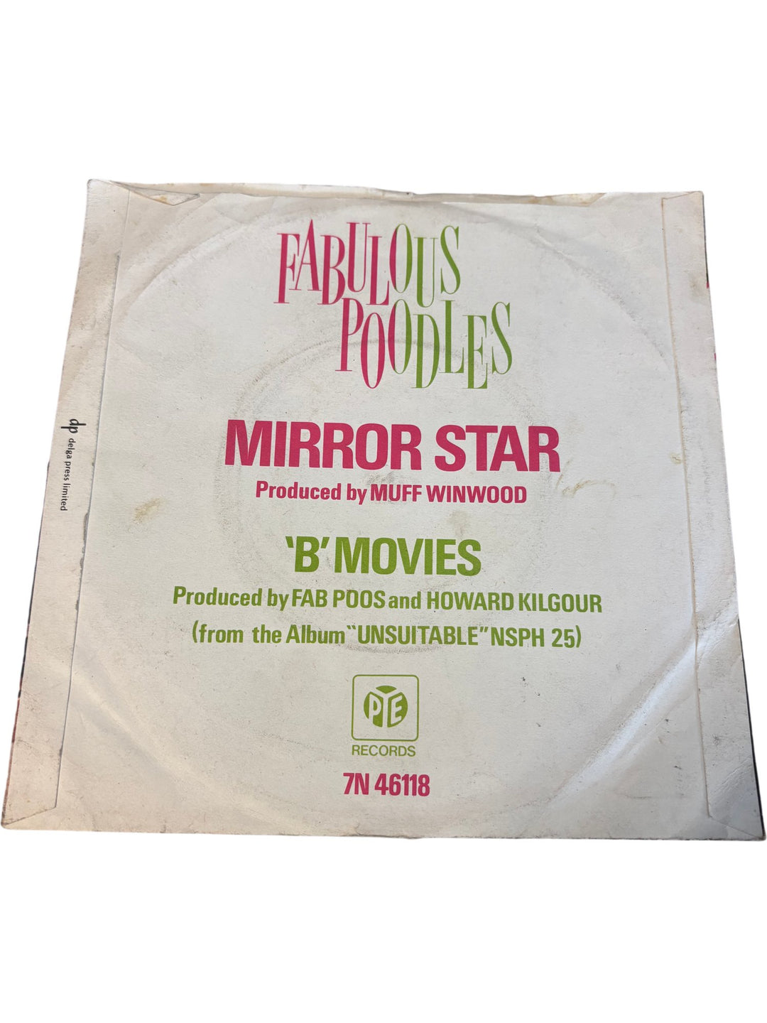 Fabulous Poodles Mirror Star Pink Vinyl 7" - Think Vintage ltd