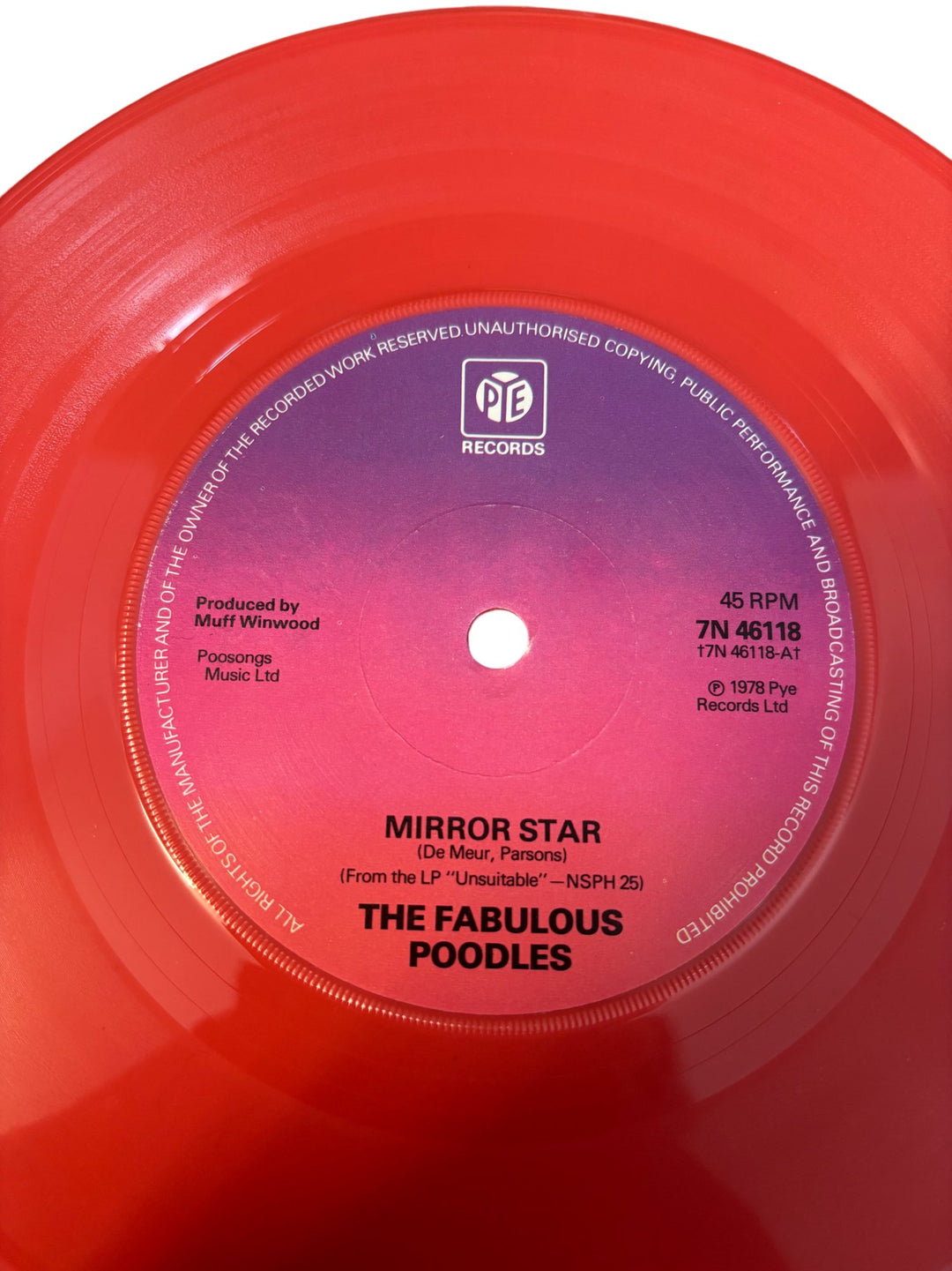 Fabulous Poodles Mirror Star Pink Vinyl 7" - Think Vintage ltd