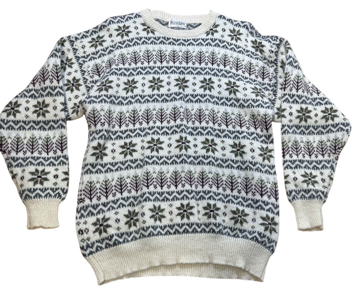 Fair Isle Pattern Knit Sweater - M