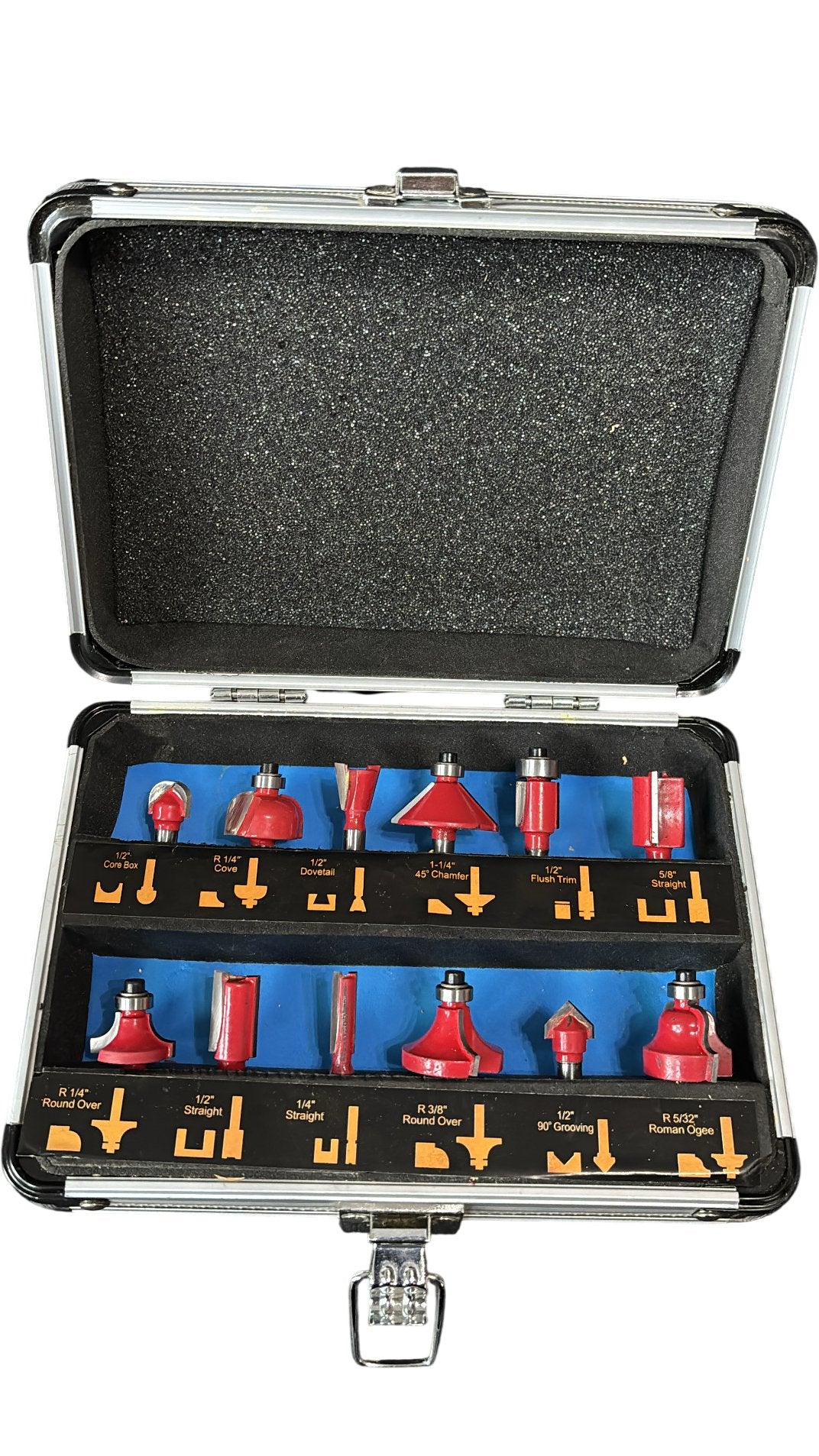 Faithfull TCT Router Bit Set 12 Piece Tungsten Carbide 1/4 Inch Shank - Think Vintage Online Ltd