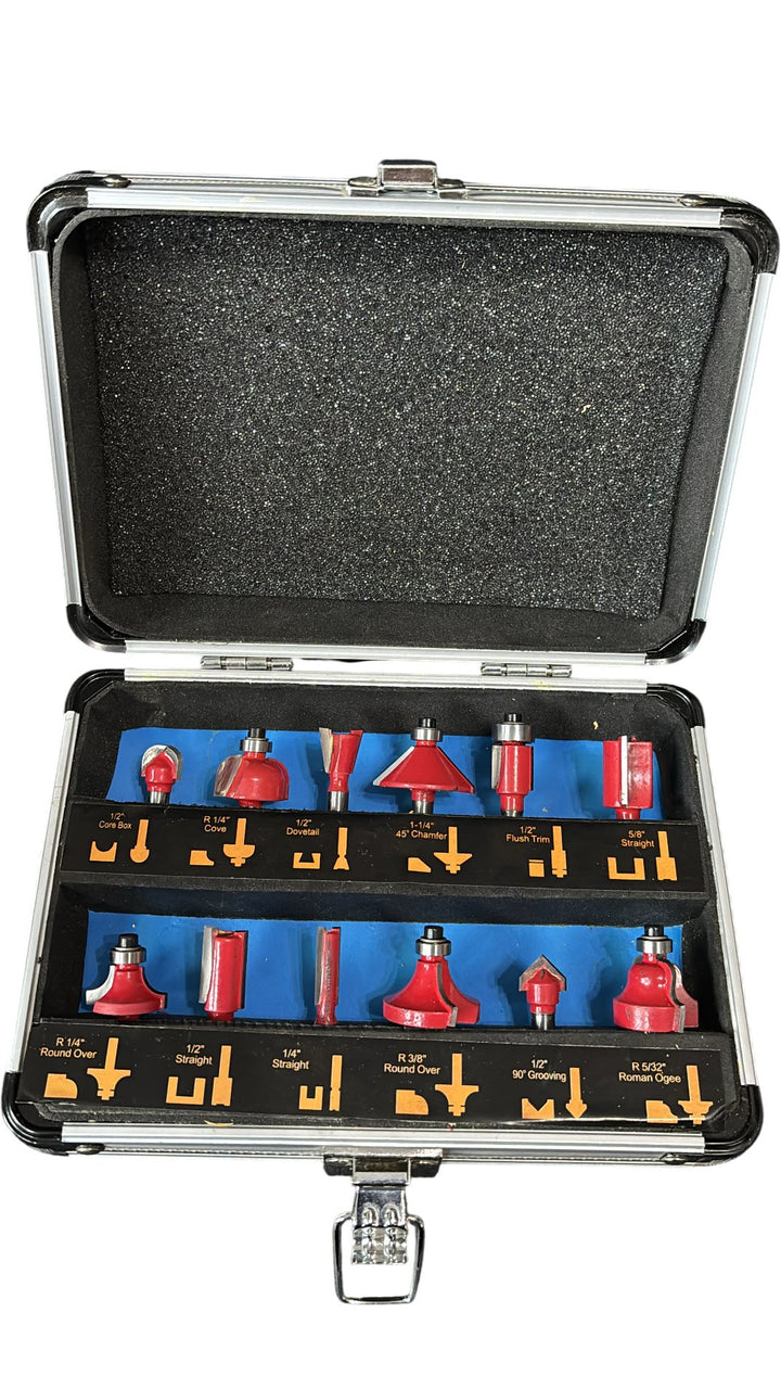 Faithfull TCT Router Bit Set 12 Piece Tungsten Carbide 1/4 Inch Shank - Think Vintage Online Ltd