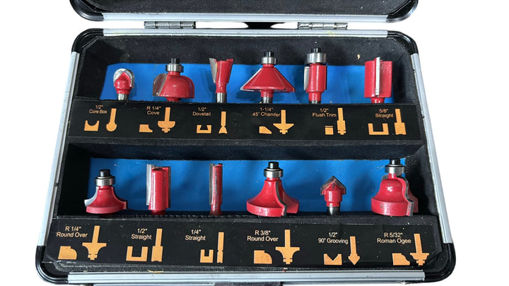 Faithfull TCT Router Bit Set 12 Piece Tungsten Carbide 1/4 Inch Shank - Think Vintage Online Ltd
