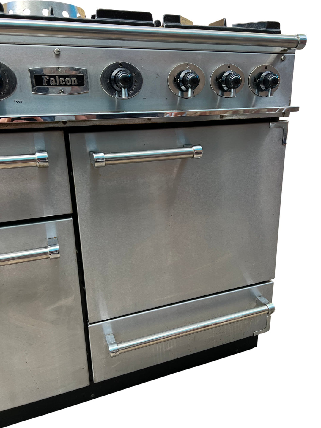 Falcon Stainless Steel Dual Fuel Range Cooker with 5 Burners - Think Vintage