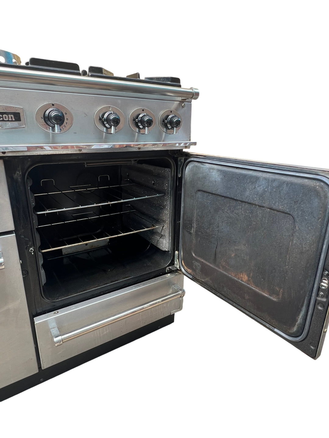 Falcon Stainless Steel Dual Fuel Range Cooker with 5 Burners - Think Vintage