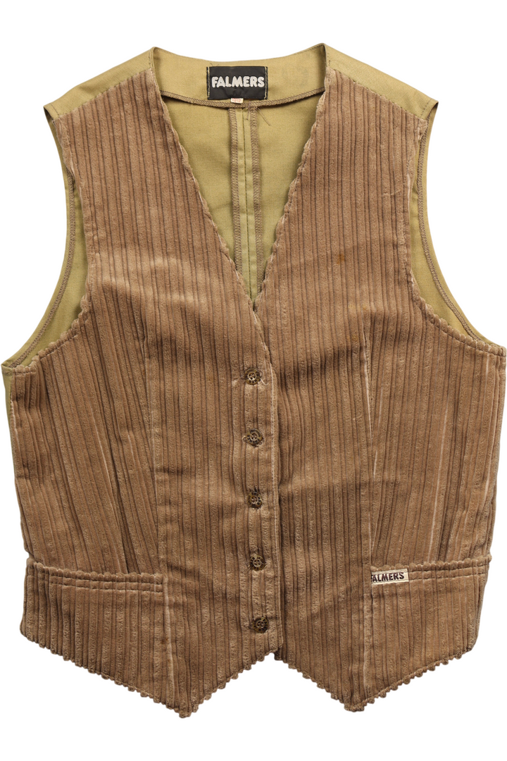 Falmers Brown Corduroy Waistcoat - S - Think Vintage ltd