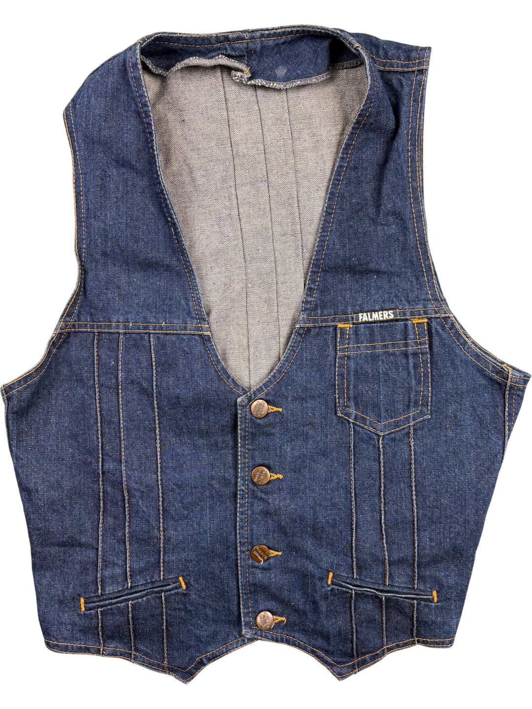 Falmers Denim Waistcoat - S - Think Vintage