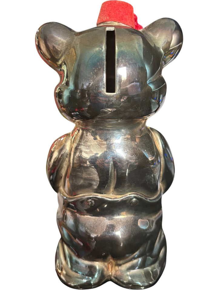 Falstaff Freddie the Teddy Silverplated Piggy Bank Collectable - Think Vintage