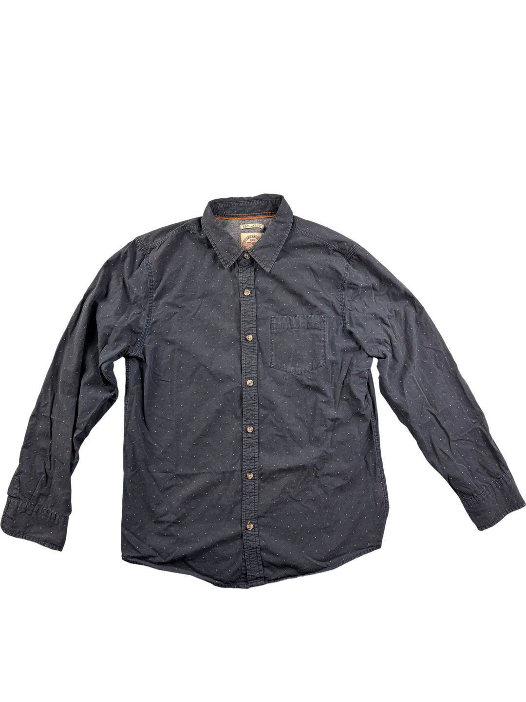 Fat Face Regular Fit Navy Polka Dot Long Sleeve Shirt - M - Think Vintage Online Ltd