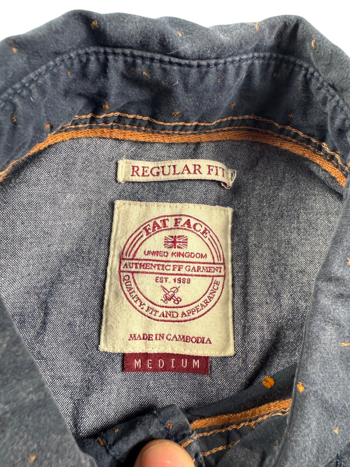 Fat Face Regular Fit Navy Polka Dot Long Sleeve Shirt - M - Think Vintage Online Ltd