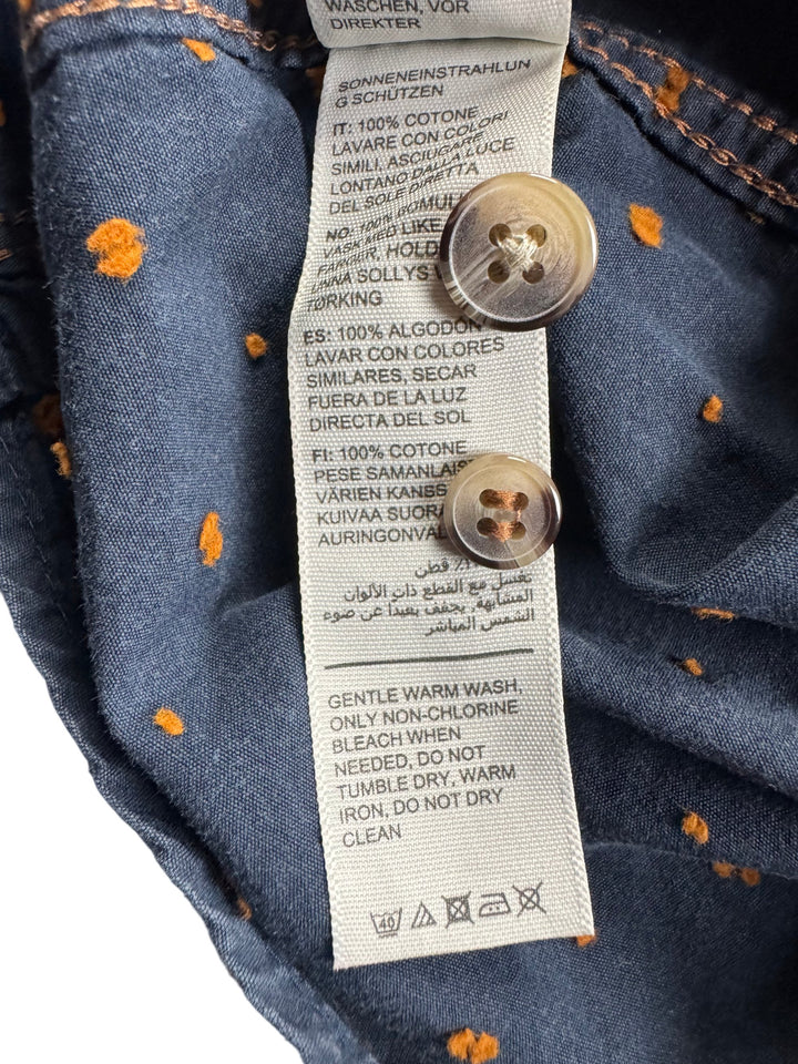 Fat Face Regular Fit Navy Polka Dot Long Sleeve Shirt - M - Think Vintage Online Ltd