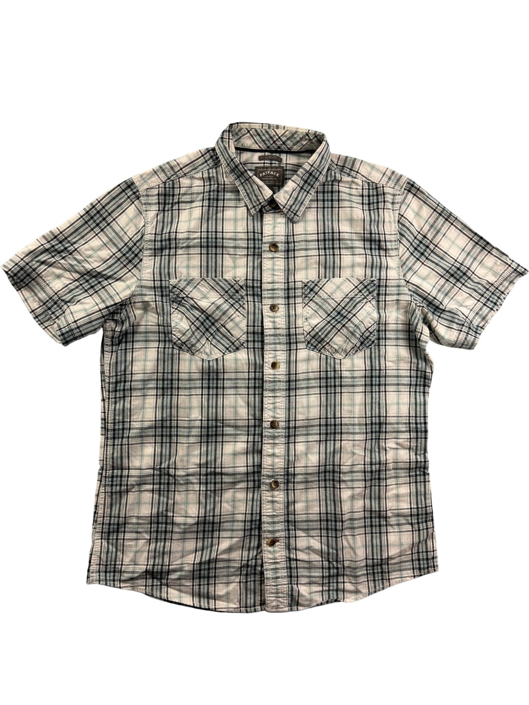 FatFace Slim Fit Checkered Short Sleeve Shirt - L - Think Vintage