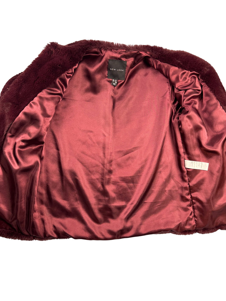 Faux Fur Burgundy Jacket - S - Think Vintage