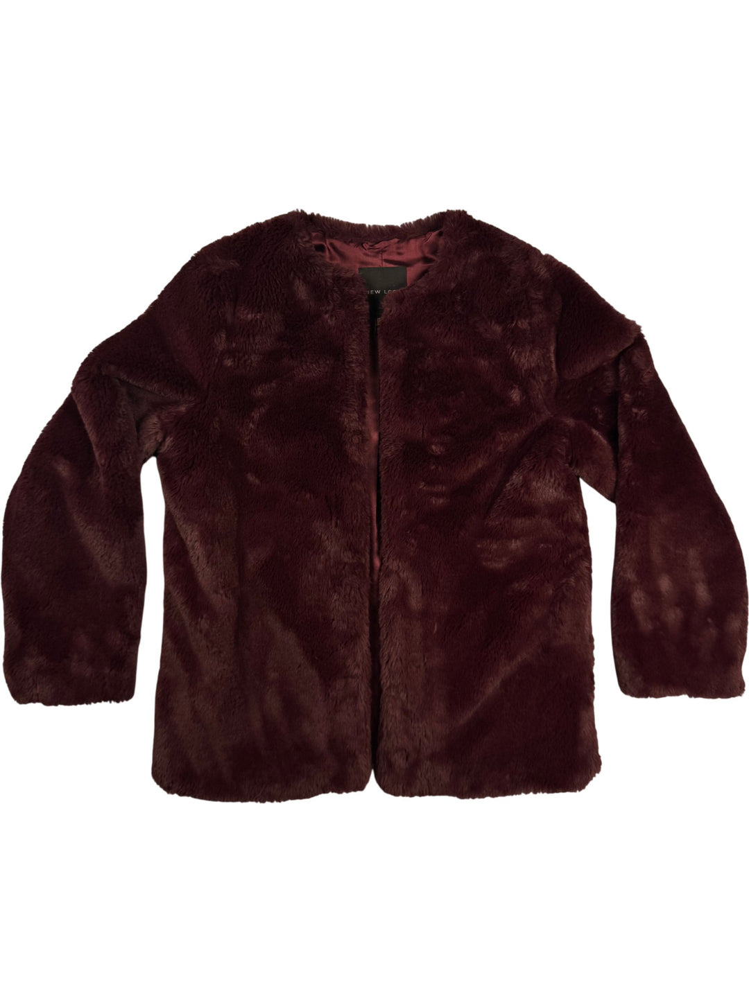Faux Fur Burgundy Jacket - S - Think Vintage ltd